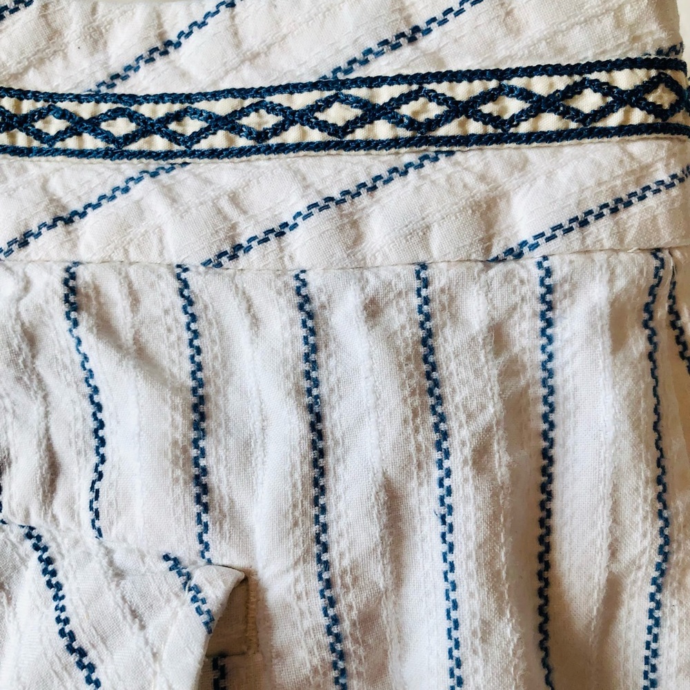Talbots Striped White & Blue Pull-On Pants - Picture 3 of 9